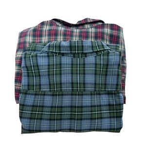 Fossil Set of 2 Button Down Winter Flannel Plaid Shirts Red and Green Large‎